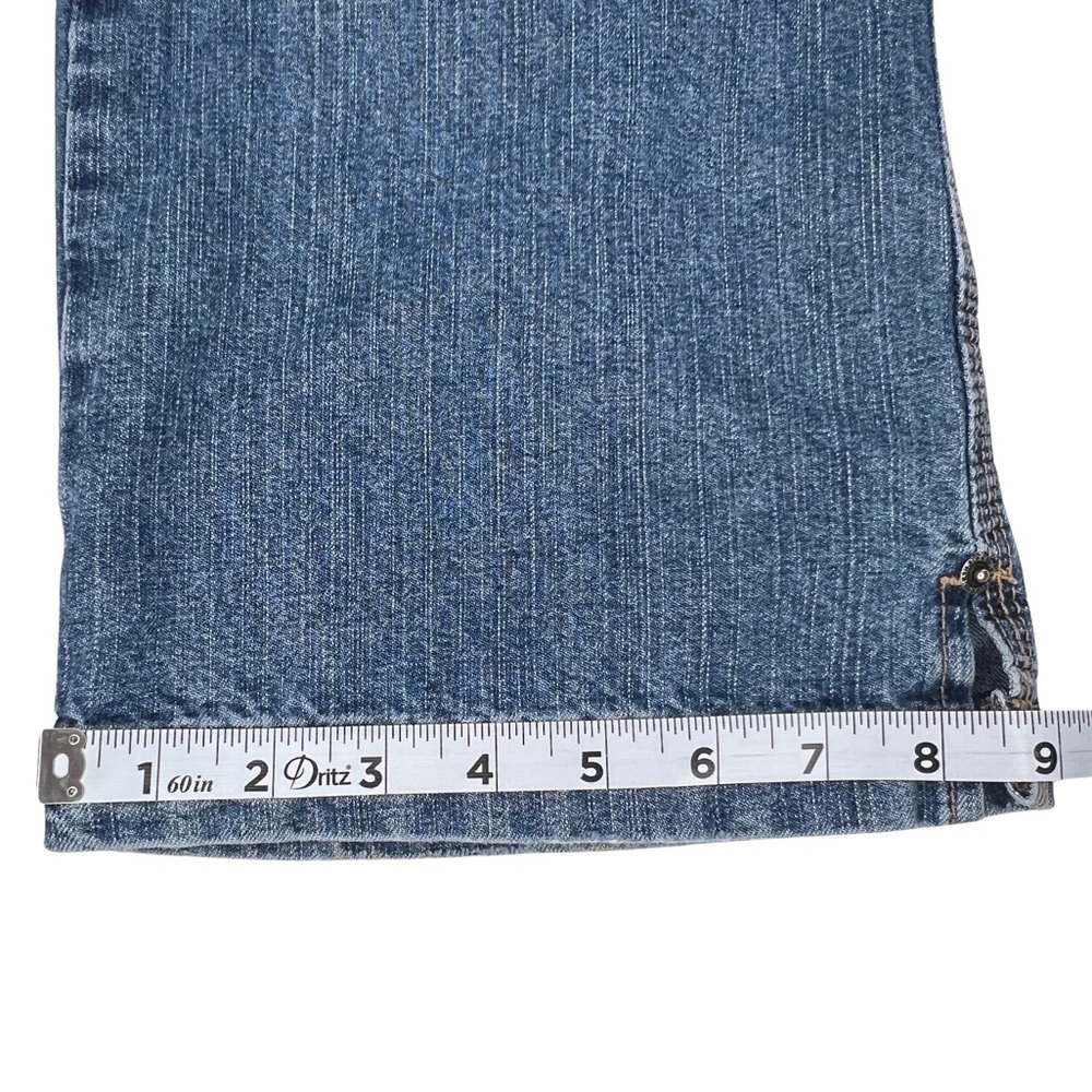 Maurices Straight Jeans Carpenter Mid Rise Utility Distressed Denim Blue 3/4 - Picture 14 of 17